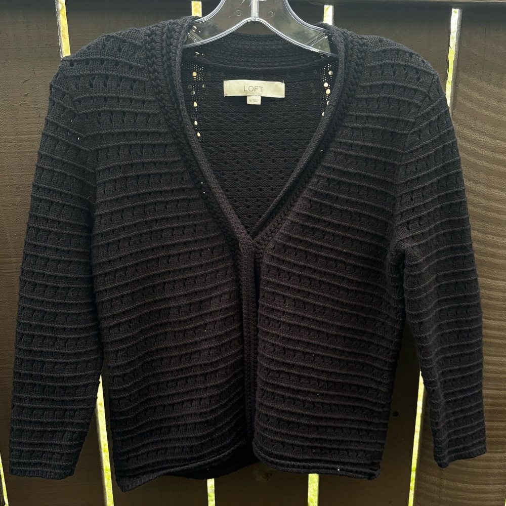 LOFT Black Knit Cardigan